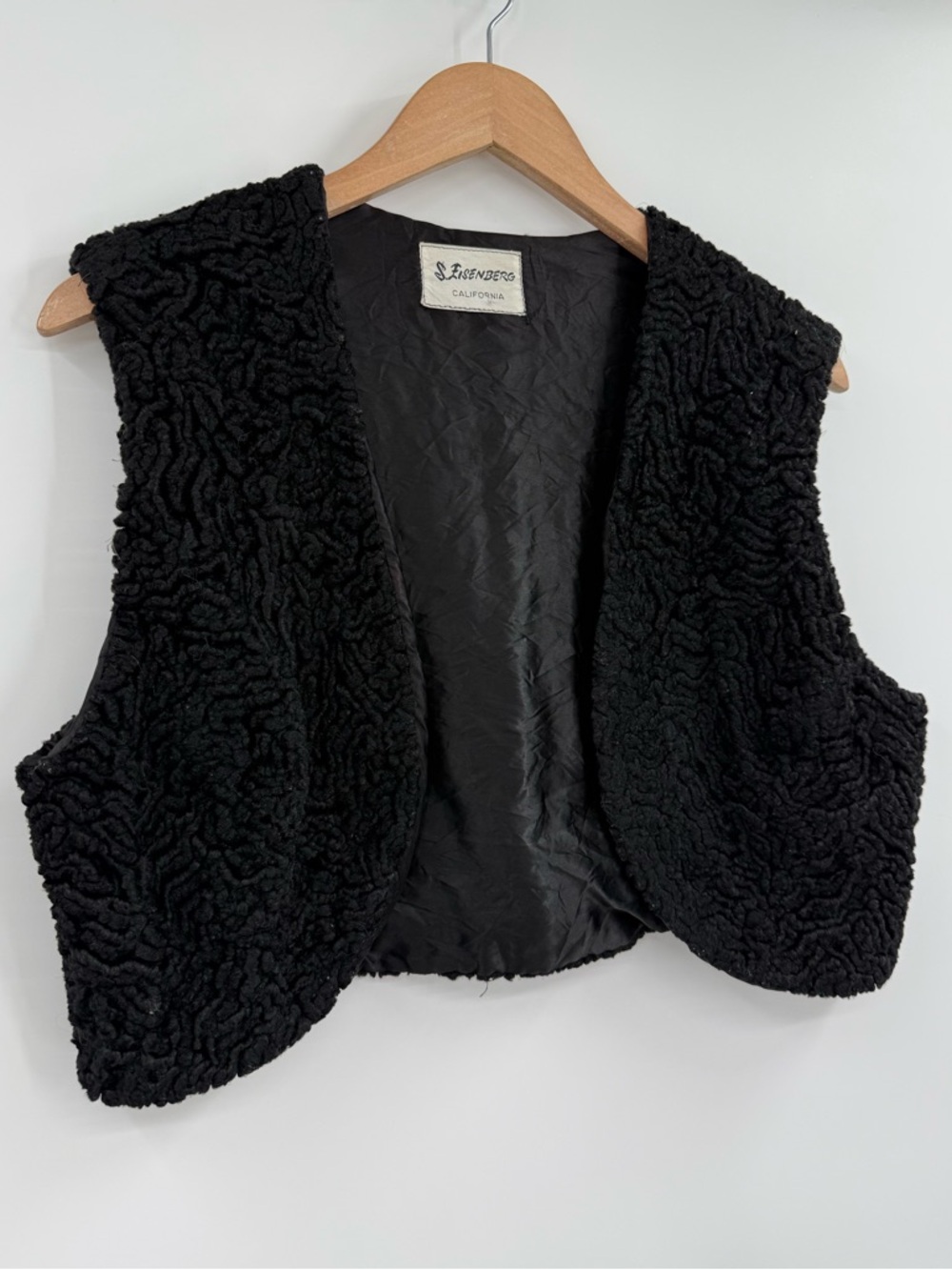 S. Eisenberg California Vintage Persian Lamb Cropped Vest | Black | One Size